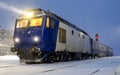 The Romanian diesel locomotive facing the snow storm