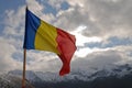 Romanian flag an Carpathians Royalty Free Stock Photo