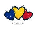 Romanian flag in the form of three hearts