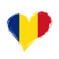 Romanian flag heart-shaped grunge background. Vector illustration. Royalty Free Stock Photo