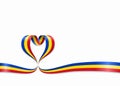 Romanian flag heart-shaped ribbon. Vector illustration. Royalty Free Stock Photo