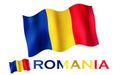 Romanian flag illustration with Romania text and white space Royalty Free Stock Photo