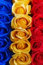 Romanian flag from roses blue, yellow and red