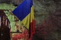 The Romanian flag at the Slanic Prahova salt mine Royalty Free Stock Photo