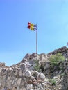 Romanian flag at small castle near Brashov Royalty Free Stock Photo