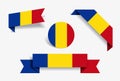 Romanian flag stickers and labels. Vector illustration. Royalty Free Stock Photo