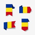 Romanian flag stickers and labels. Vector illustration. Royalty Free Stock Photo