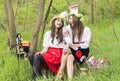 Romanian girls wearing traditional clothing