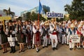 Romanian group of dancers in traditional costumes at the International Folklore Festival for Children and Youth Golden Fish Royalty Free Stock Photo