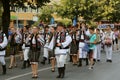 Romanian group of dancers in traditional costumes at the International Folklore Festival for Children and Youth Golden Fish Royalty Free Stock Photo