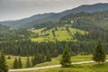 Romanian hillside and village in summer time