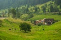 Romanian hillside and village in summer time Royalty Free Stock Photo