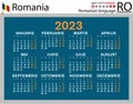 Romanian horizontal pocket calendar for 2023. Week starts Monday