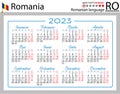 Romanian horizontal pocket calendar for 2023. Week starts Monday