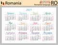 Romanian horizontal pocket calendar for 2023. Week starts Sunday