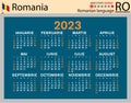 Romanian horizontal pocket calendar for 2023. Week starts Sunday