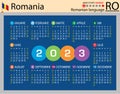 Romanian horizontal pocket calendar for 2023. Week starts Sunday