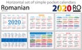 Romanian horizontal pocket calendars 2020