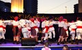 Romanian kids folklore group dancing