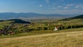 Romanian landscape in the hart of Transylvania with medieval church Royalty Free Stock Photo