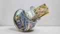 Romanian Lei Bank Note Glass Jar