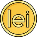 Romanian leu coin icon, currency of Romania Royalty Free Stock Photo