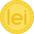 Romanian leu coin icon, currency of Romania