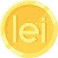 Romanian leu coin icon, currency of Romania Royalty Free Stock Photo