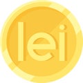 Romanian leu coin icon, currency of Romania