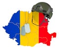 Romanian military force, army or war concept. 3D rendering