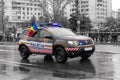 Romanian military police car - selective color isolation Royalty Free Stock Photo
