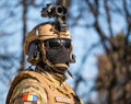 Romanian military special forces soldier equipped at national day parade in Bucharest, Romania Royalty Free Stock Photo