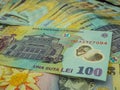 Romanian money ron background