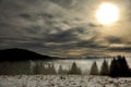 Romanian mountains in a foggy afternoon