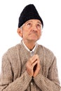 Romanian old peasant praying Royalty Free Stock Photo