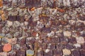 Romanian old roof tiles texture with lichens due to humid climate Royalty Free Stock Photo