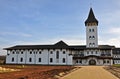 Romanian orthodox monastery with high tower Royalty Free Stock Photo
