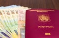 Romanian passport with money Royalty Free Stock Photo