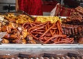 Romanian peasant sausages made on a grill