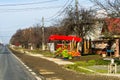 Romanian peasants selling vegetables and fruits on the road in Targoviste, Romania, 2021