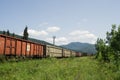 Romanian private railway operator freight train Royalty Free Stock Photo