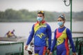 Romanian professional rowers from the Olympic Team train in a sports base