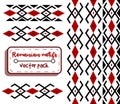 Romanian red and black traditional motifs. Embroidery and needlework conceptual art of moldavian and eastern european fashion.