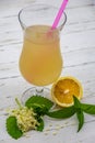 Romanian socata summer refreshing drink made with elderberry flower and lemons