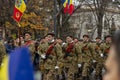 Romanian soldiers parade on national army day