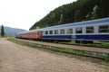 Romanian state railway carrier train in Bicaz city
