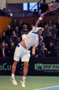 Romanian tennis player Horia Tecau in action at a Davis Cup match