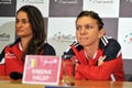 Romanian tennis player Simona Halep and Monica Niculescu during Royalty Free Stock Photo