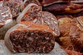 Romanian traditional aspic pieces and ham Royalty Free Stock Photo