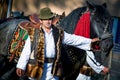 Romanian traditional costume in Bucovina county on celebration time Royalty Free Stock Photo